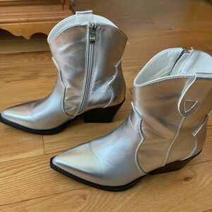 Stylish Silver Ankle Booties